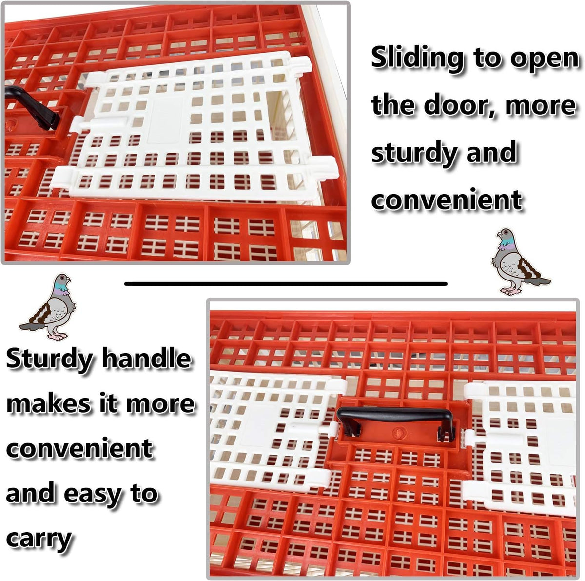 Plastic Pigeon Cage Portable Foldable 24x12x9in Green J373764