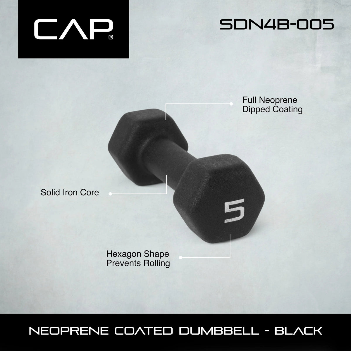 1lb Black Neoprene Dumbbell D1787