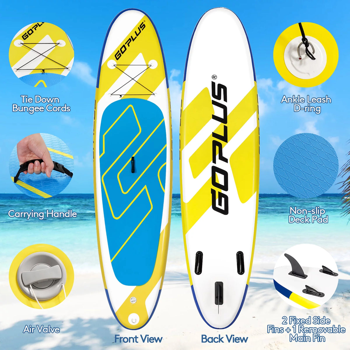 11ft Inflatable Stand Up Paddle Board Yellow U18091
