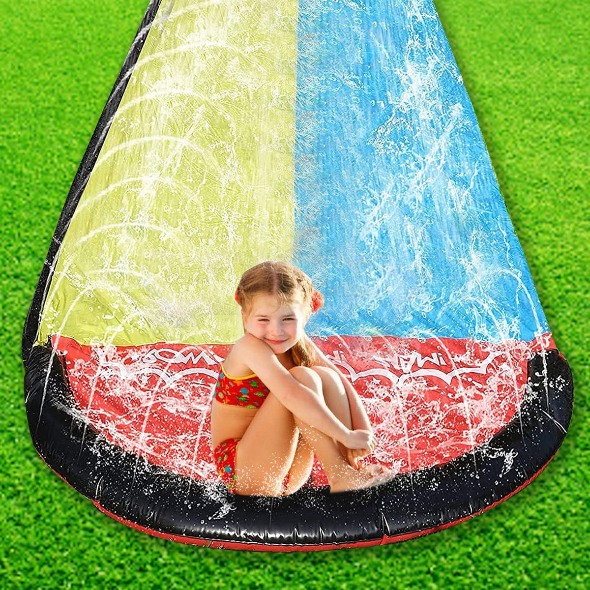 15.5ft Double Race Lawn Water Slides K35440