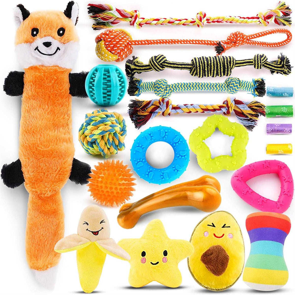 21 Pack Small Dog Chew Toys with Rope Toys Q651523