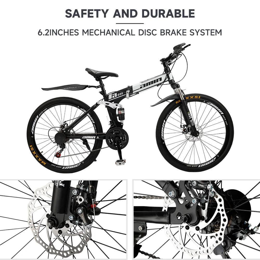Full Suspension 21 Speed 26 Inch Dual Disc Brake Mountain Bike X6989