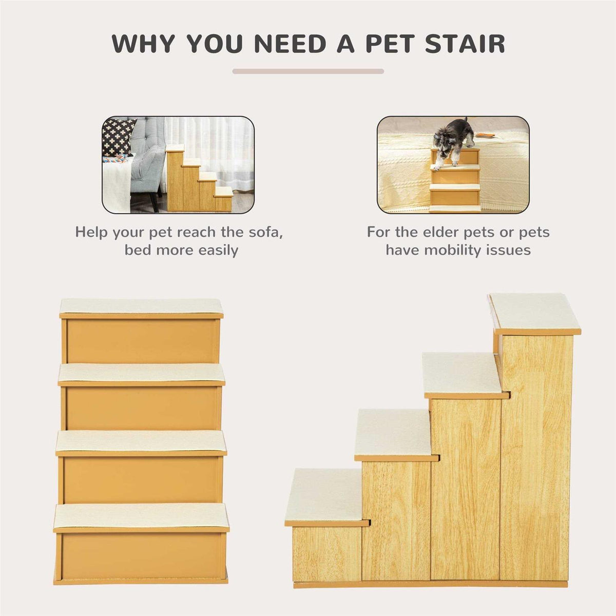 Small Pet Steps with Cushioned Removable Covering J569
