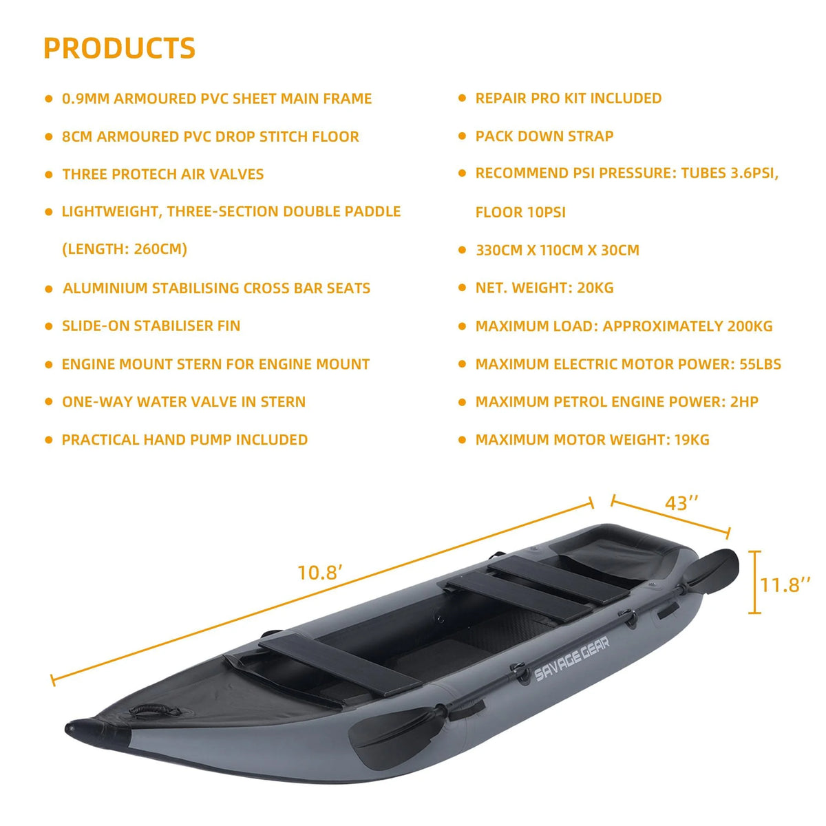 2 Person Inflatable PVC Kayak Boat with Pump and Paddle U656099