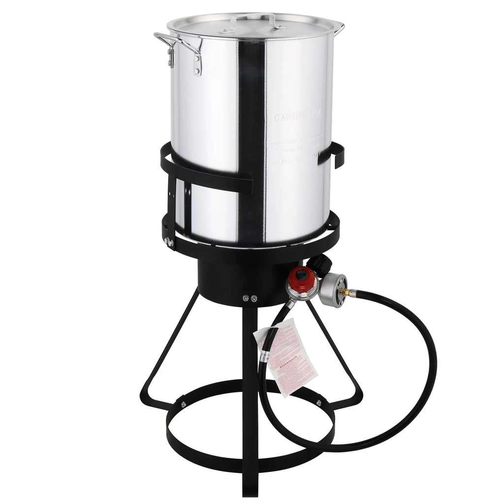 30qt Aluminum Turkey Fryer Pot with Thermometer A814944