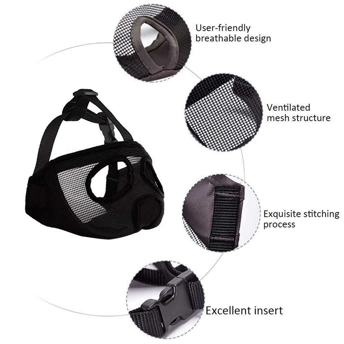 Adjustable Breathable Mesh Short Snout Dog Muzzle V327833