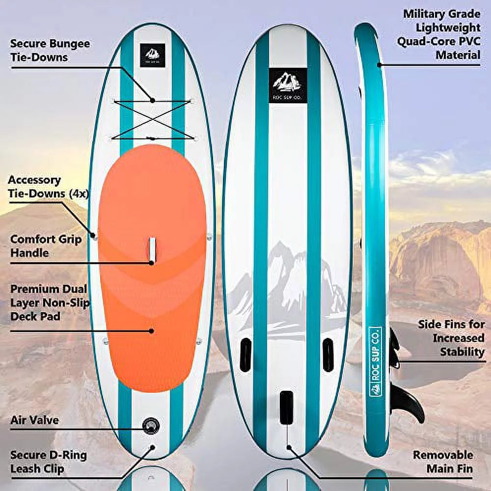 Inflatable Stand Up Paddle Board with Backpack, Non-Slip Deck, Leash, Paddle and Hand Pump N683