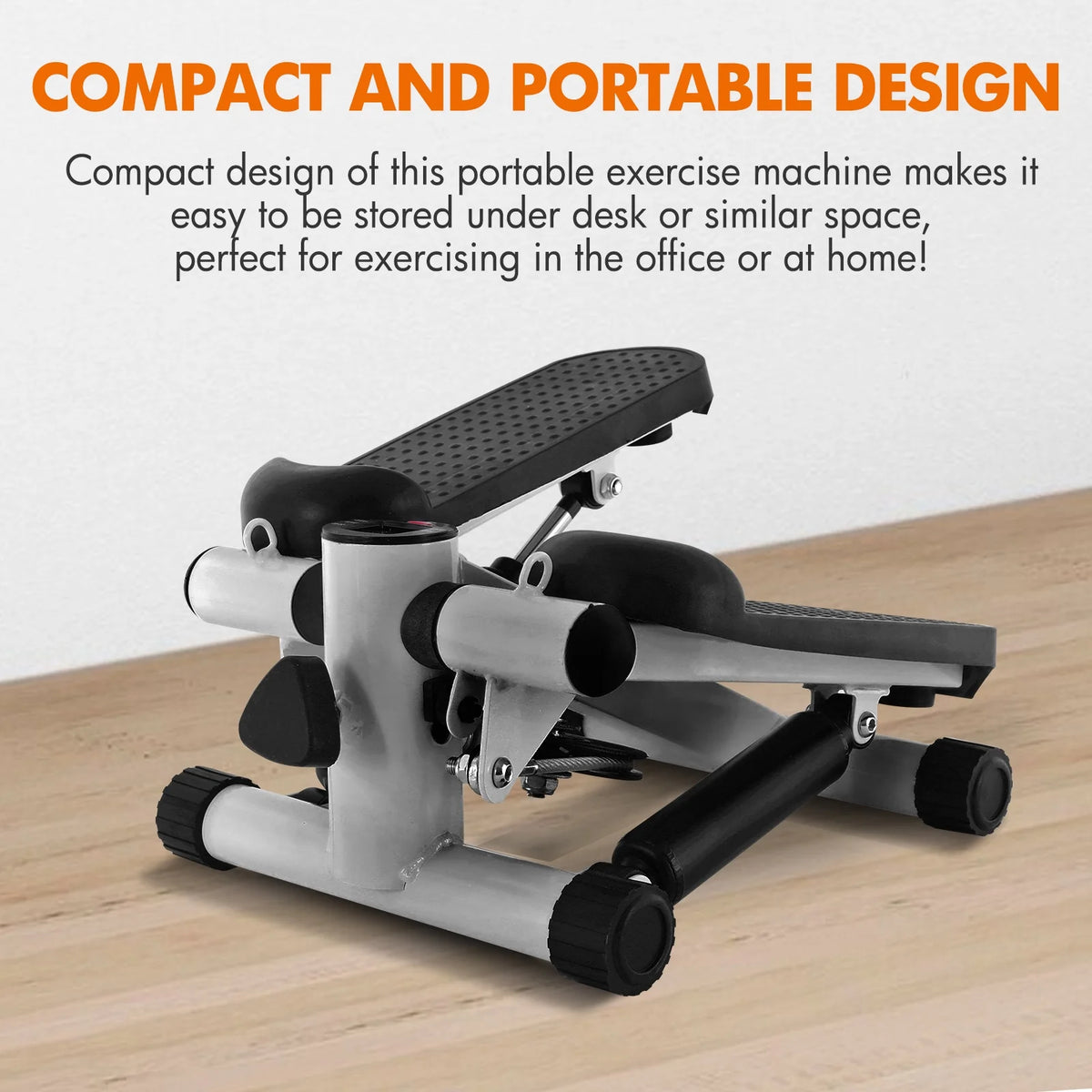 Gray Mini Stepper Air Stair Climber Exercise Machine with Resistance Band H7002