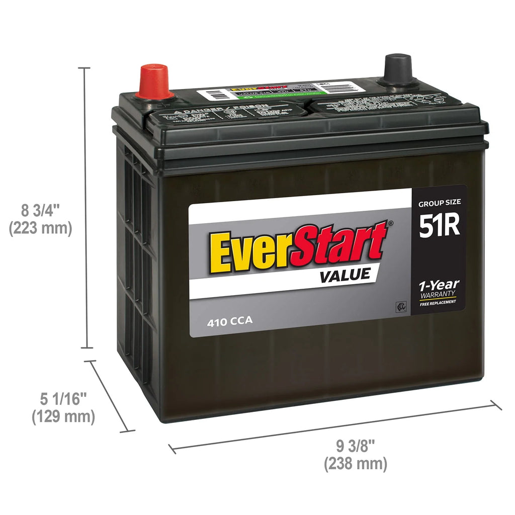 Lead Acid Automotive Battery Group Size 51R 12 Volt 410 CCA K600