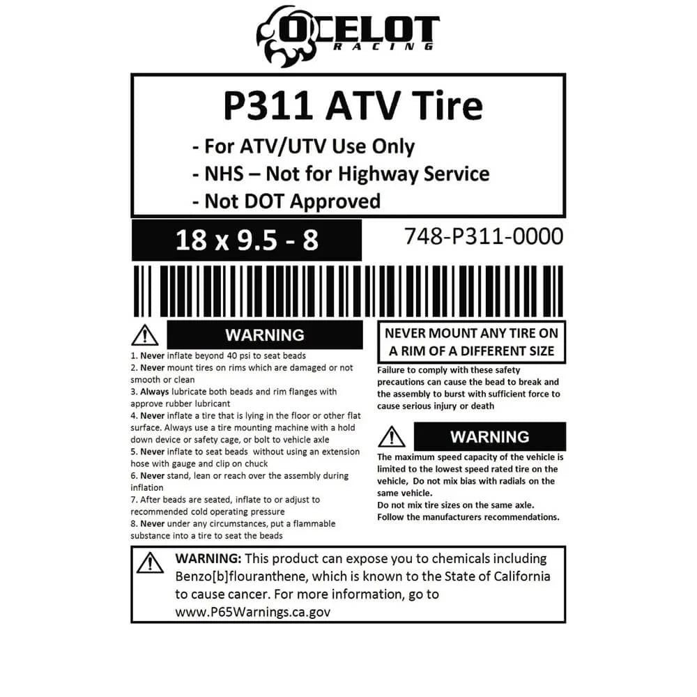 18x9.5-8 All Terrain ATV/UTV Tire N803177