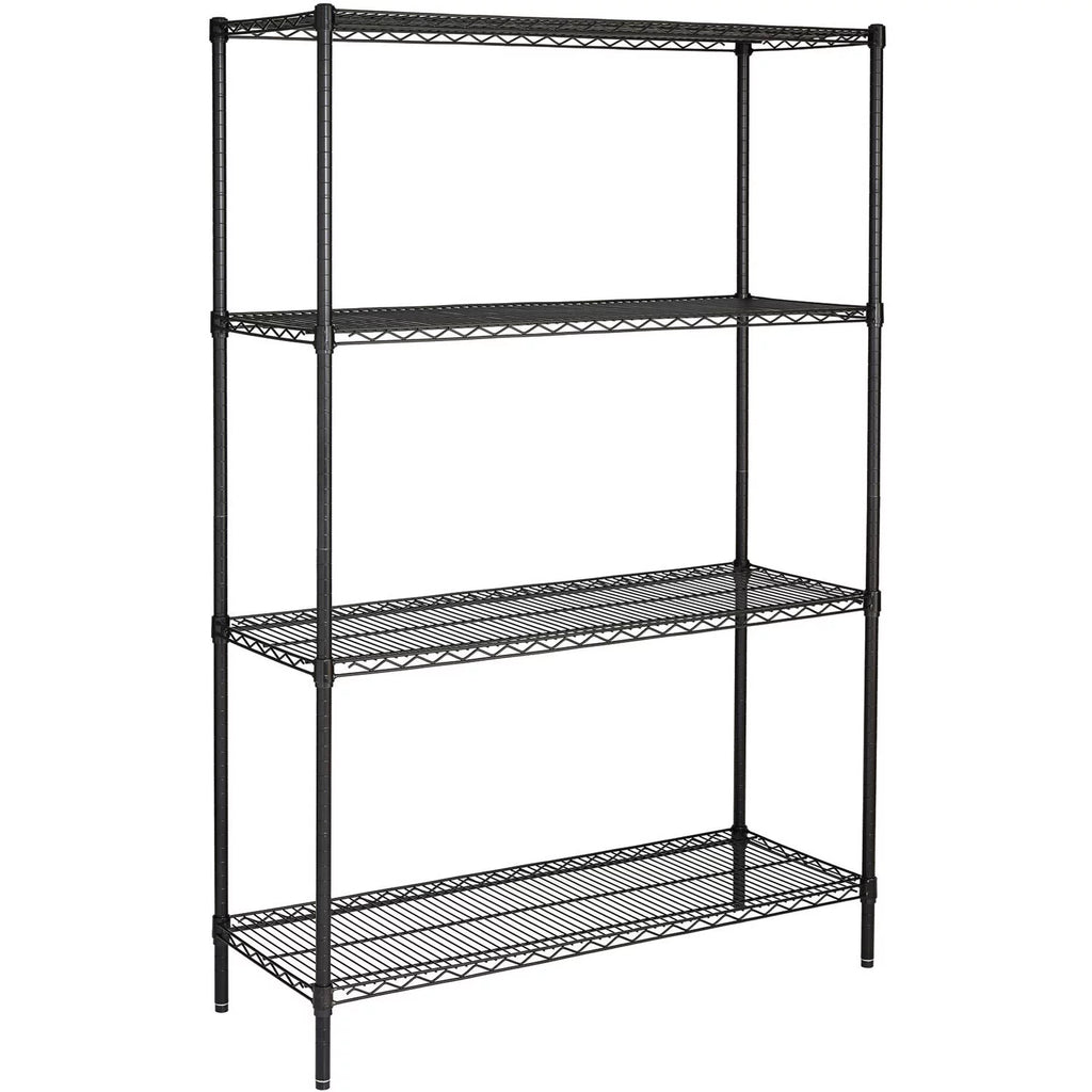 Steel 4-Tier Storage Shelf Unit 2400lb Capacity Chrome E9790