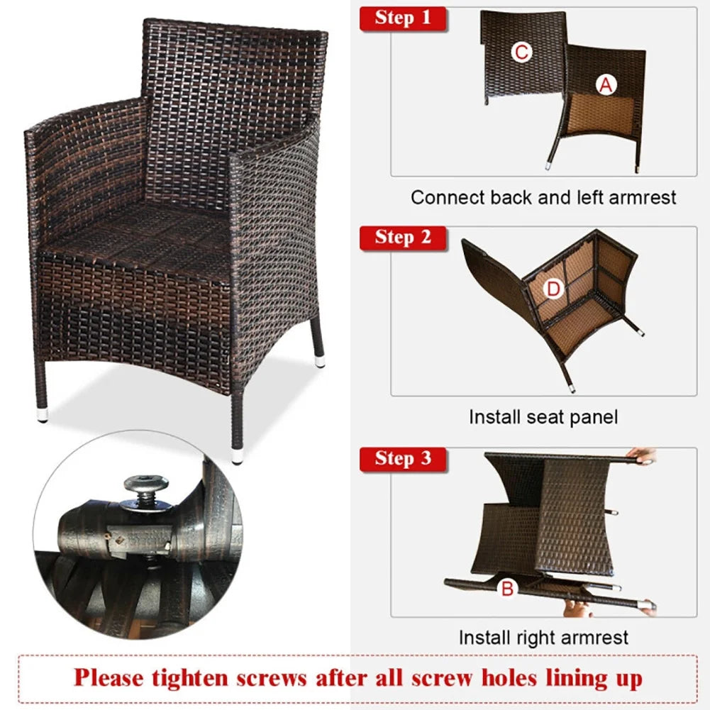 3 Piece Rattan Wicker Patio Conversation Set with Coffee Table & Chairs Y710524
