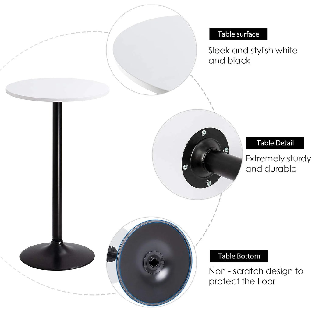 Round Bistro Pub Table 23.8 Bar Height White A864601