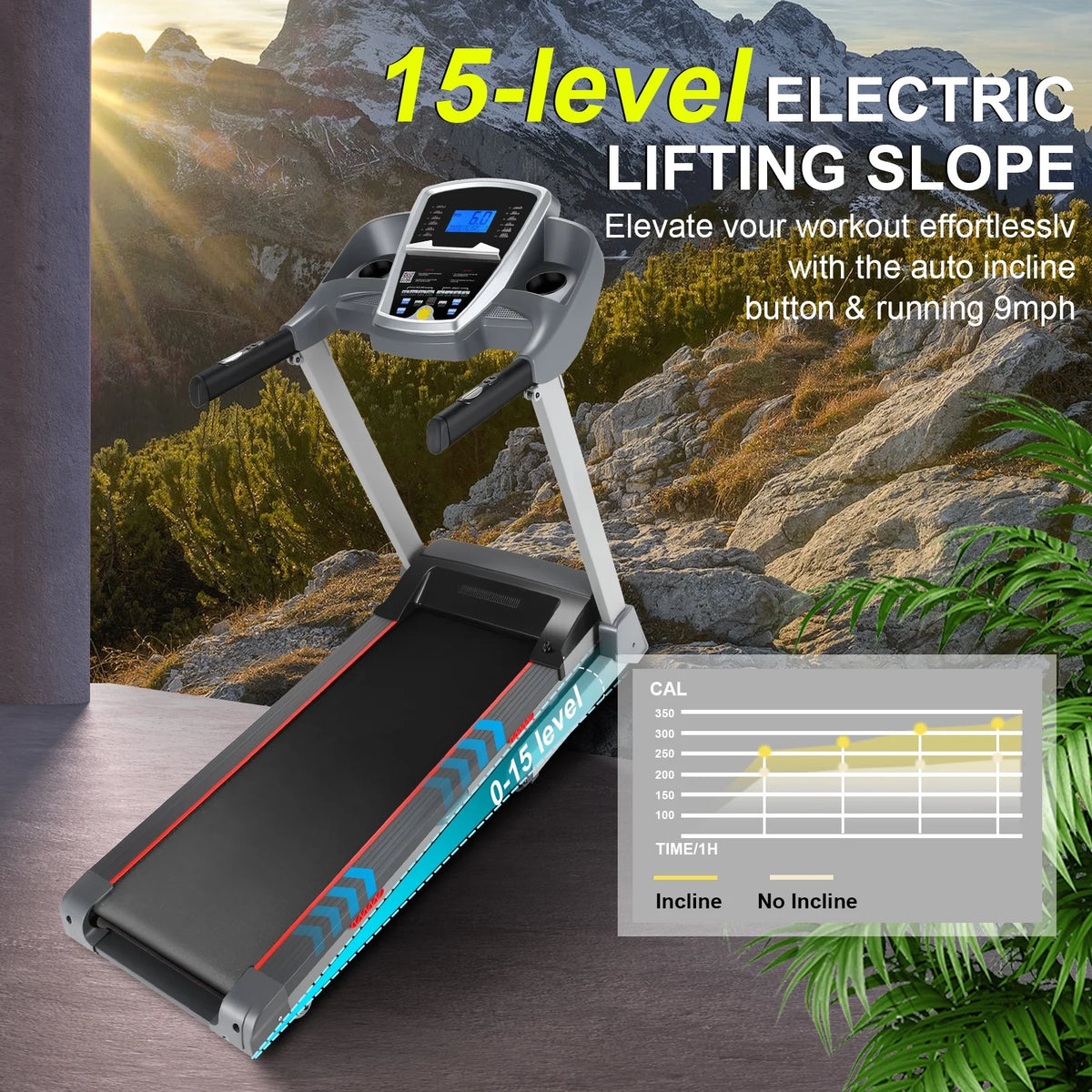Electric Treadmill with 15-Level Auto Incline N6819