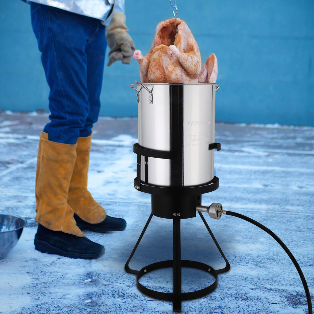 30qt Aluminum Turkey Fryer Pot with Thermometer A814944