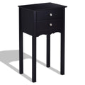 Black Side Table with 2 Drawers W602