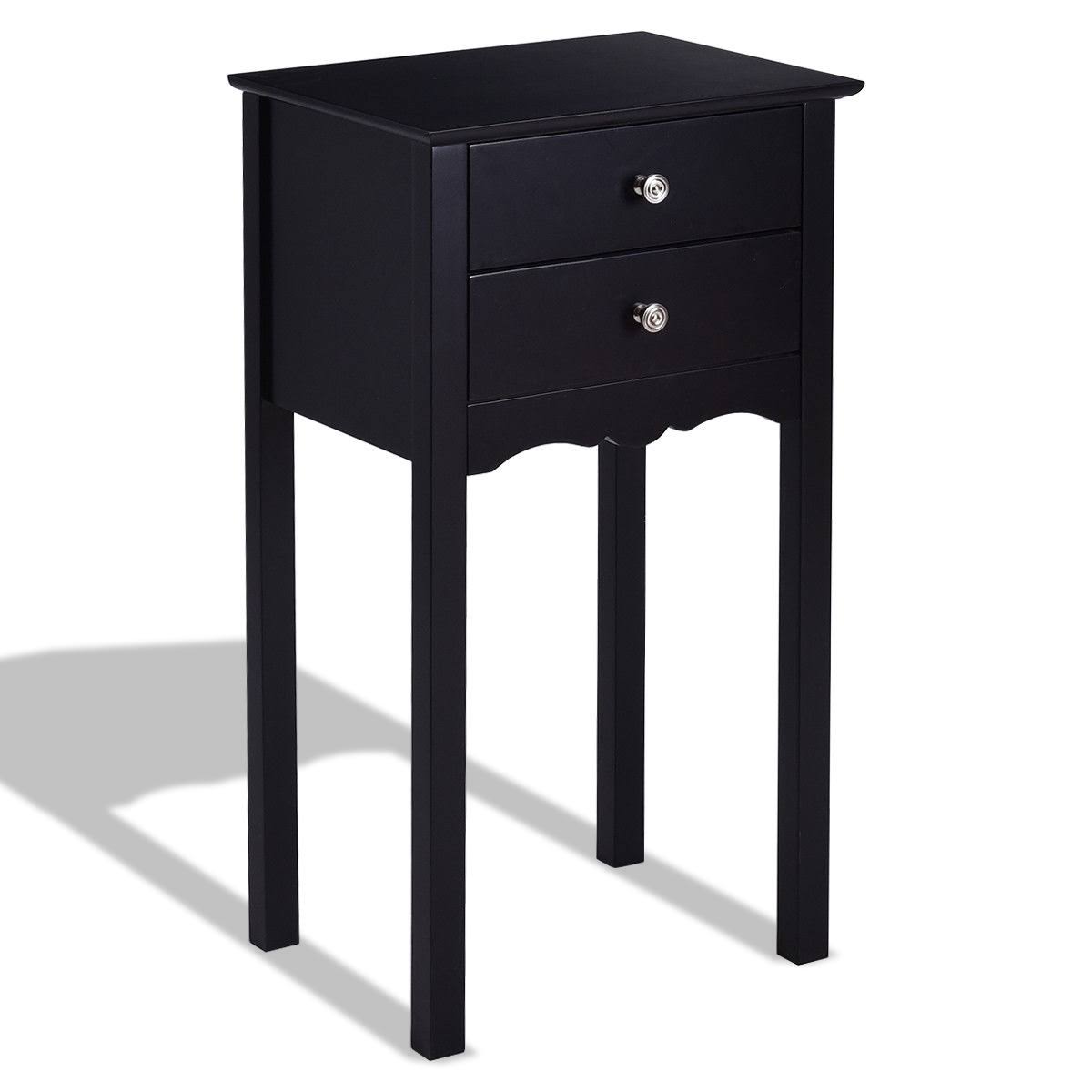 Black Side Table with 2 Drawers W602