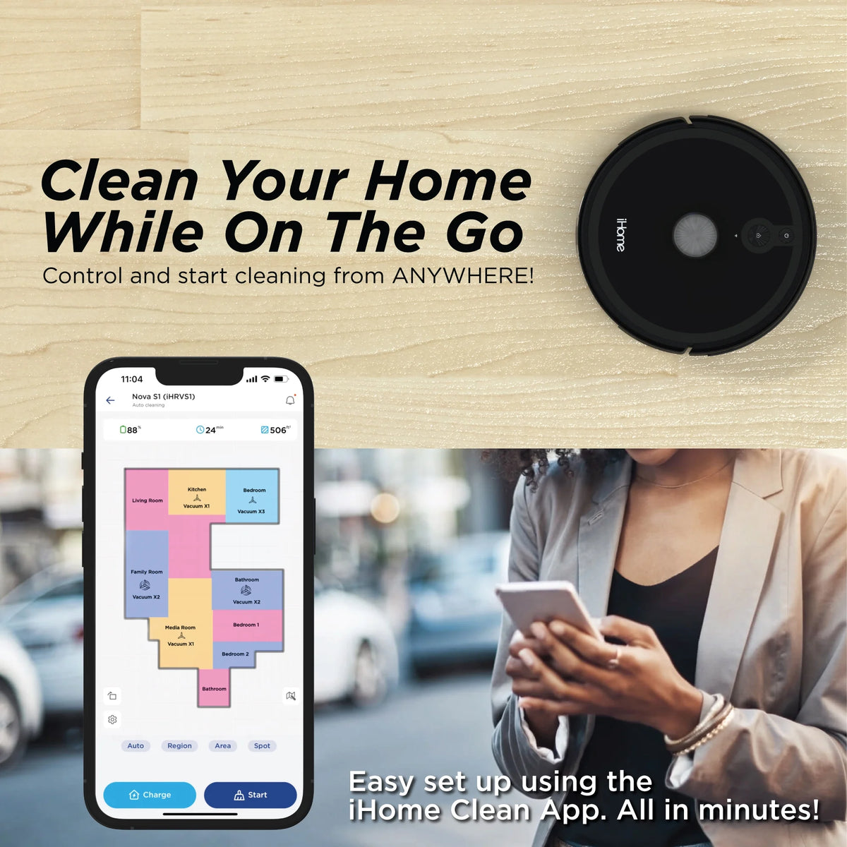 Robot Vacuum with LIDAR Navigation, 150 Min Runtime, 2700pa Suction E999763