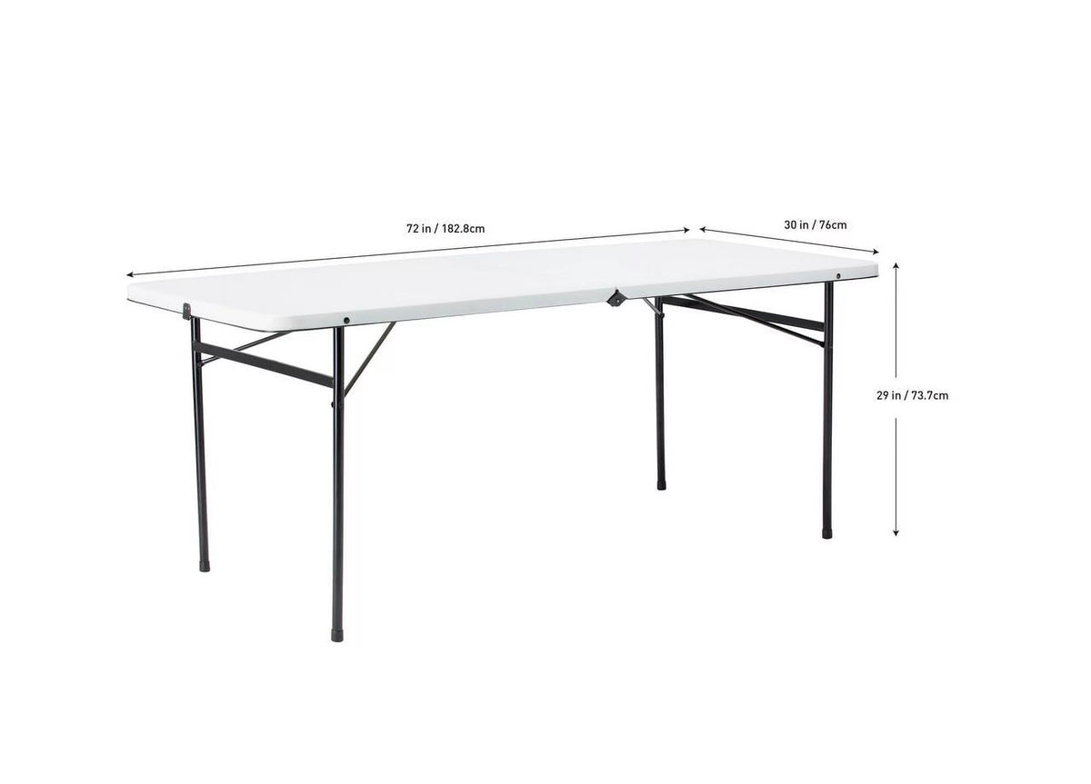 6 Foot Bi-Fold Plastic Folding Table White Z53383