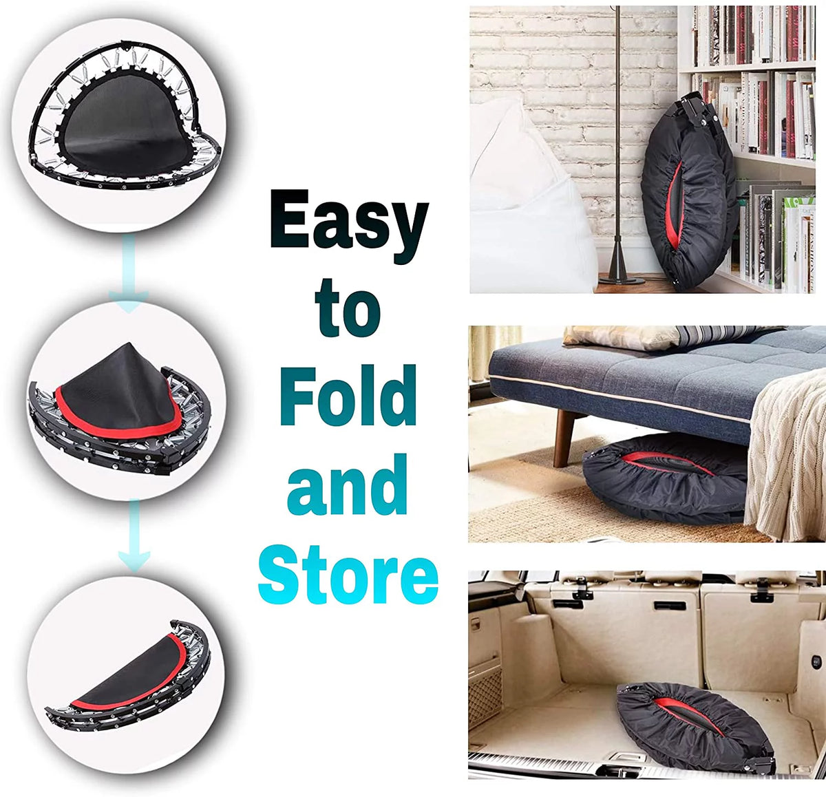 40 Foldable Mini Trampoline with Handrail M37276