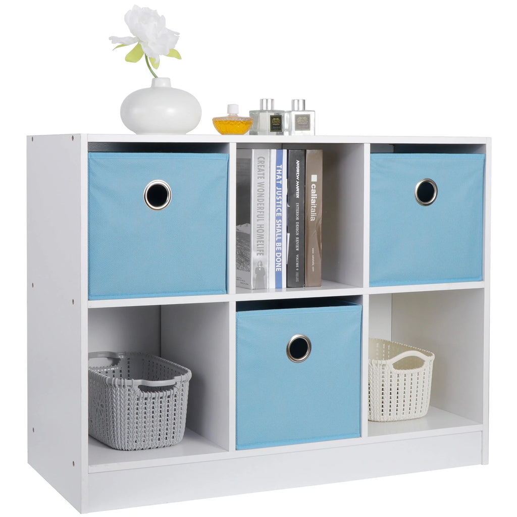 6 Cube Storage Organizer with 3 Fabric Bins C78541