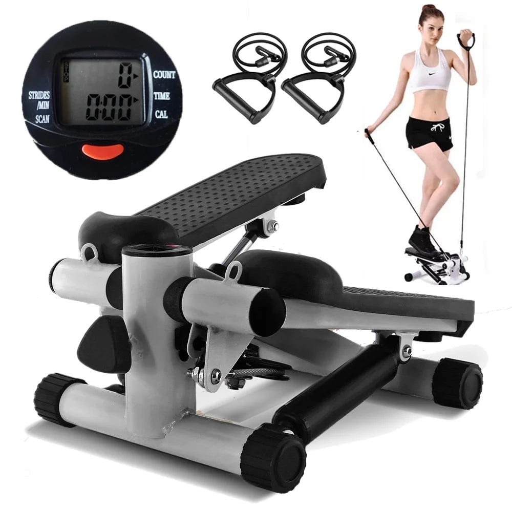 Gray Mini Stepper Air Stair Climber Exercise Machine with Resistance Band H7002