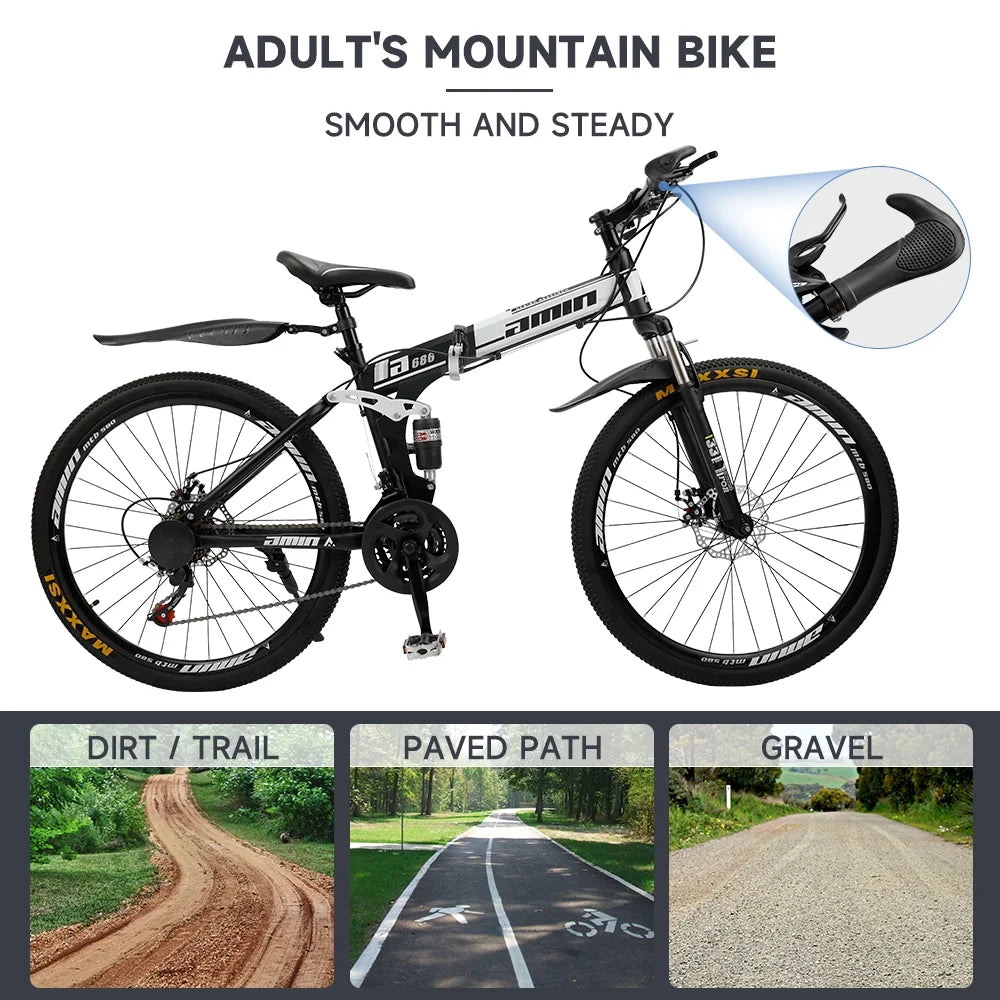 Full Suspension 21 Speed 26 Inch Dual Disc Brake Mountain Bike X6989