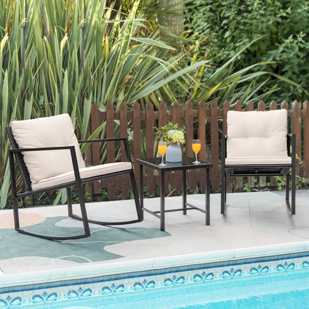 3 Pieces Wicker Patio Bistro Set White V584957