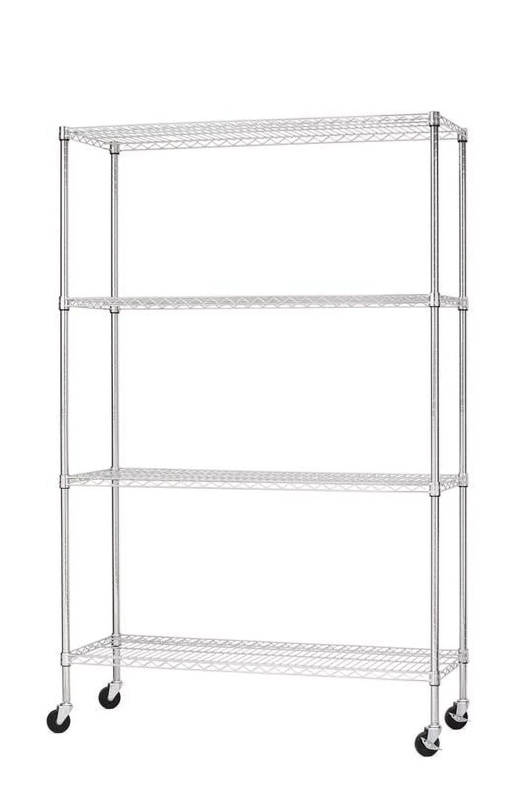 Steel 4-Tier Storage Shelf Unit 2400lb Capacity Chrome E9790