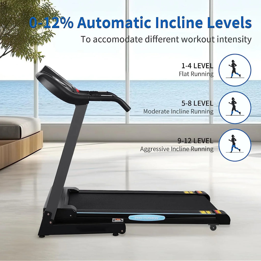 Folding Treadmill with 12-Level Automatic Incline 2.5hp Electric Treadmill K685
