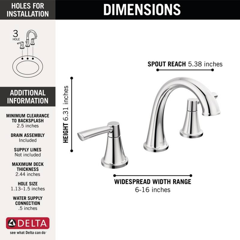 8 in. Widespread Double Handle Bathroom Faucet Polished Chrome H1541