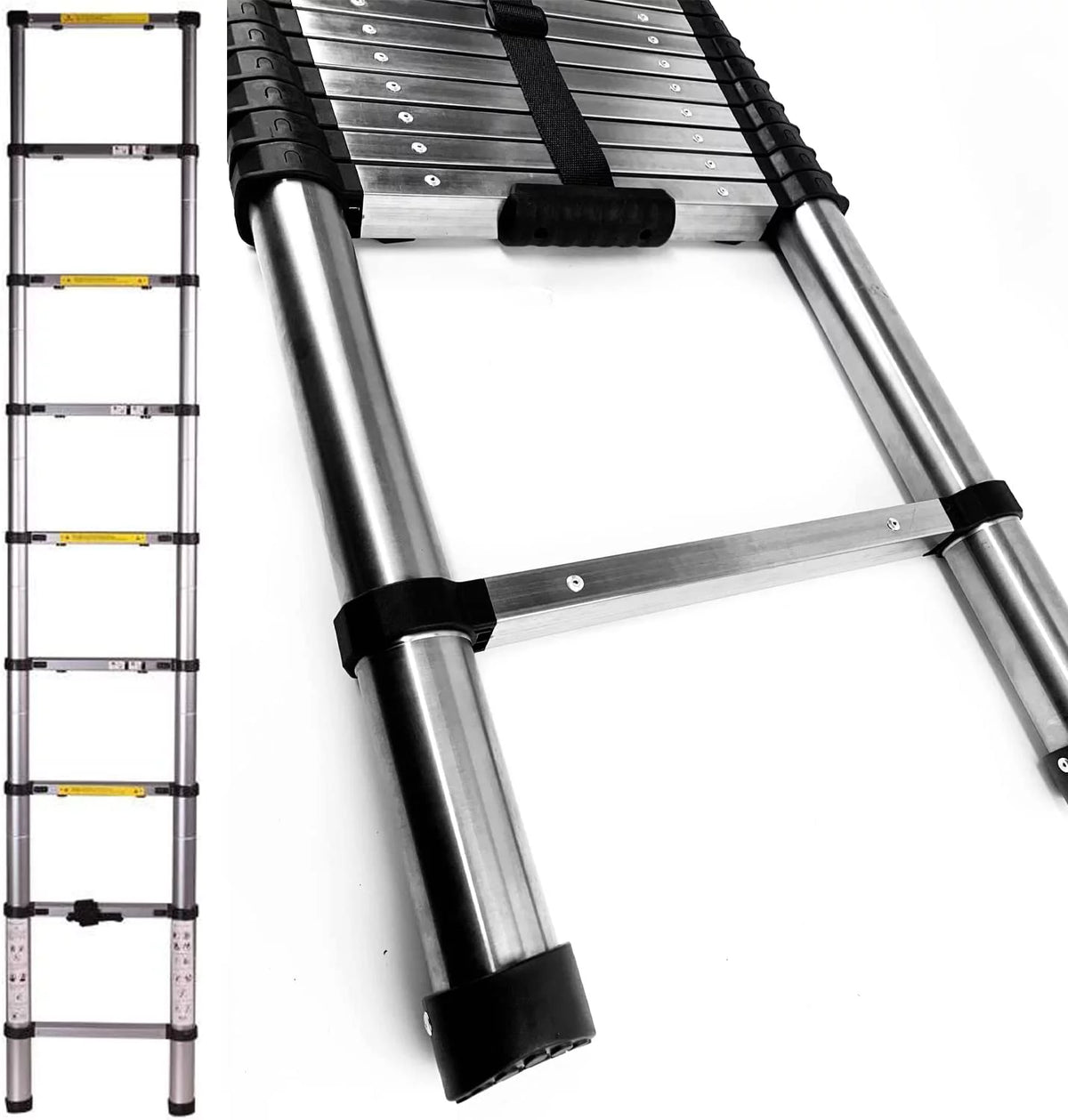 8.5ft Stainless Steel Telescopic Non-Slip Ladder W681