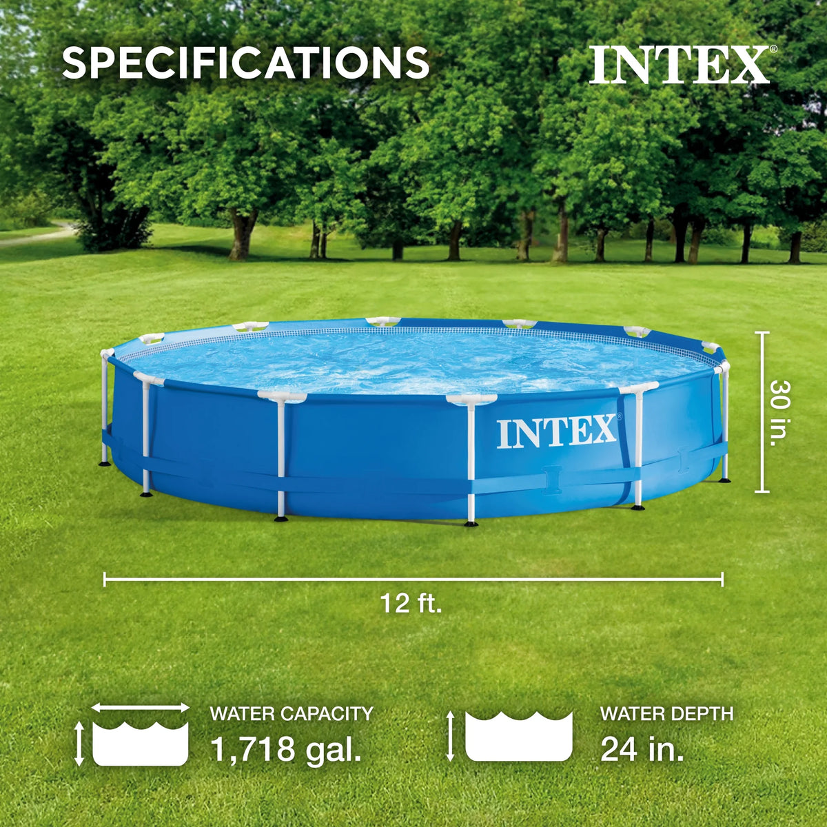 12' x 30'' Metal Frame Above Ground Swimming Pool with Filter Pump U236625