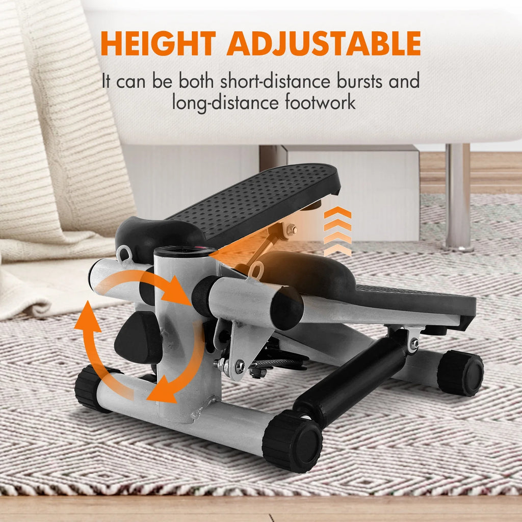 Gray Mini Stepper Air Stair Climber Exercise Machine with Resistance Band H7002