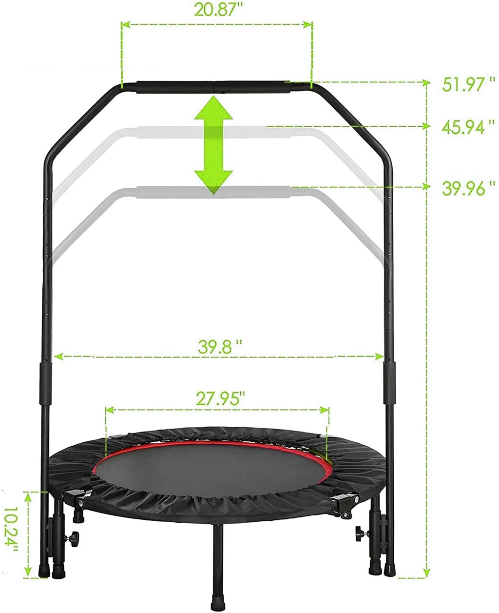 40 Foldable Mini Trampoline with Handrail M37276