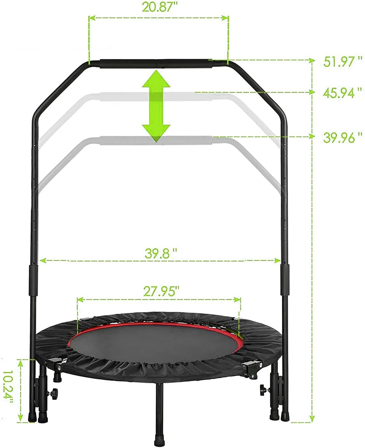 40 Foldable Mini Trampoline with Handrail M37276