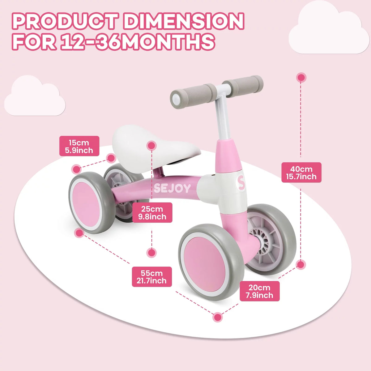 Baby Balance Bike 4 Wheels Walker Q6256