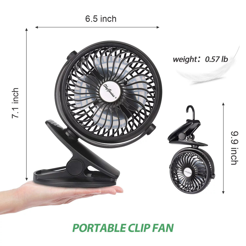 Portable Clip on Fan Black O83725