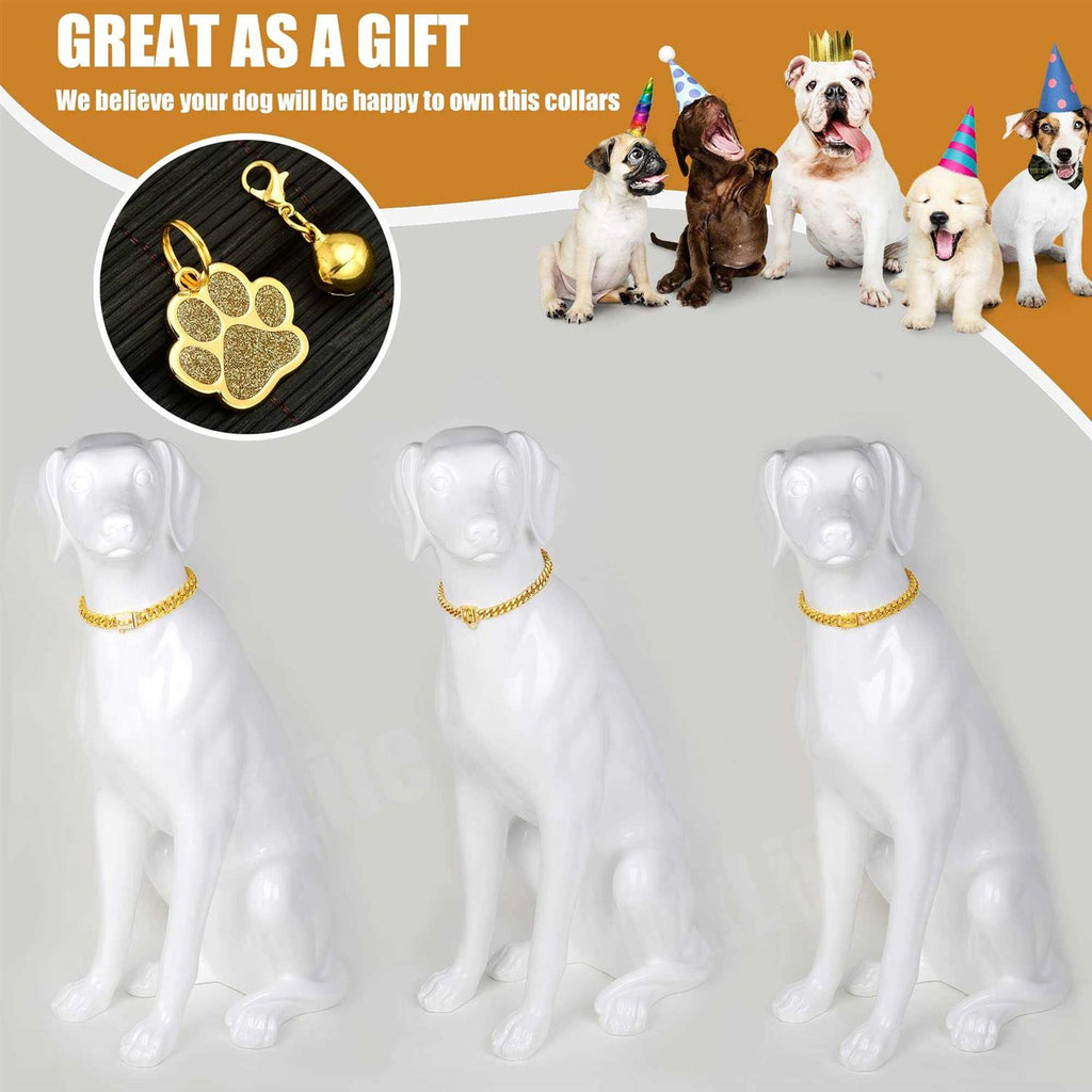 Dog Chain Collar Gold with CZ Buckle 19mm Cuban Link Metal H325