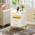 White Night Stand with 2 Drawers and Charging Station P1958