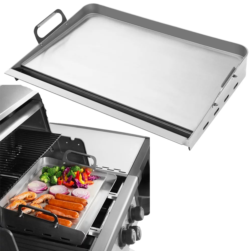 Flat Top Grill Griddle with Removable Grease Tray, 24 x 16 Stainless Steel C480291