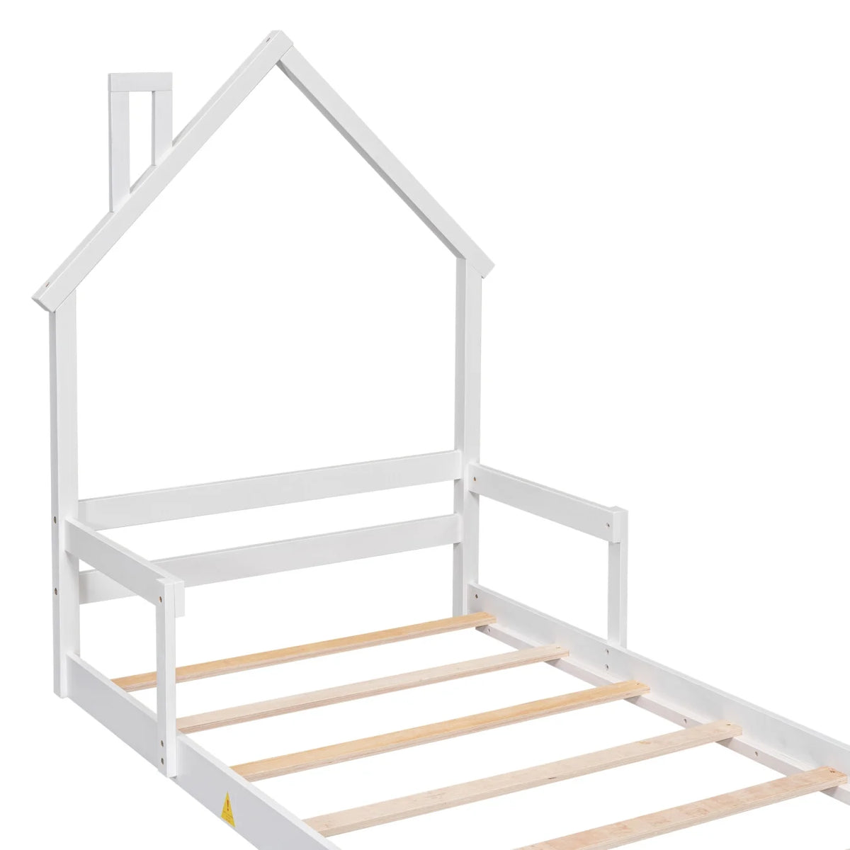 Twin Grey Wood Floor Bed Frame with Roof R4577