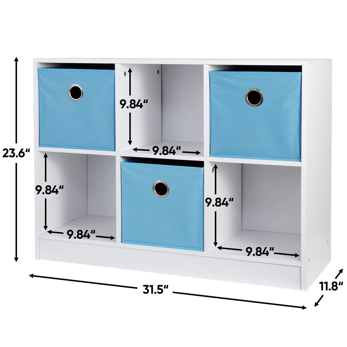 6 Cube Storage Organizer with 3 Fabric Bins C78541