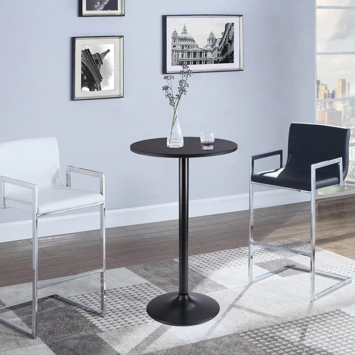Round Bistro Pub Table 23.8 Bar Height White A864601