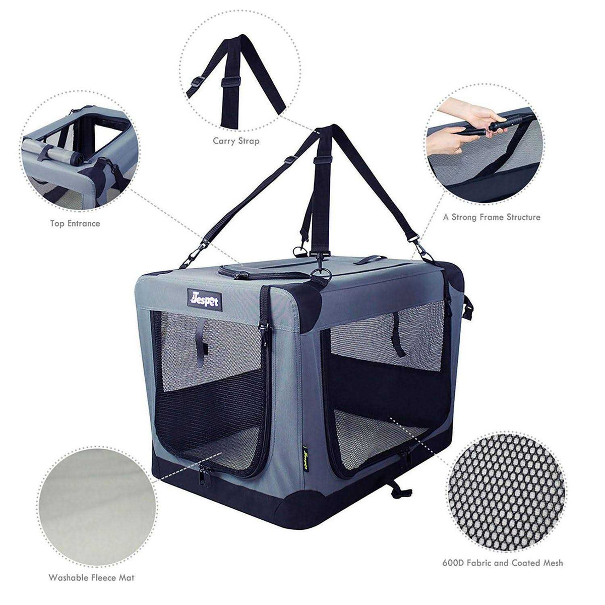 3-Door Collapsible Soft-Sided Dog Crate U19201