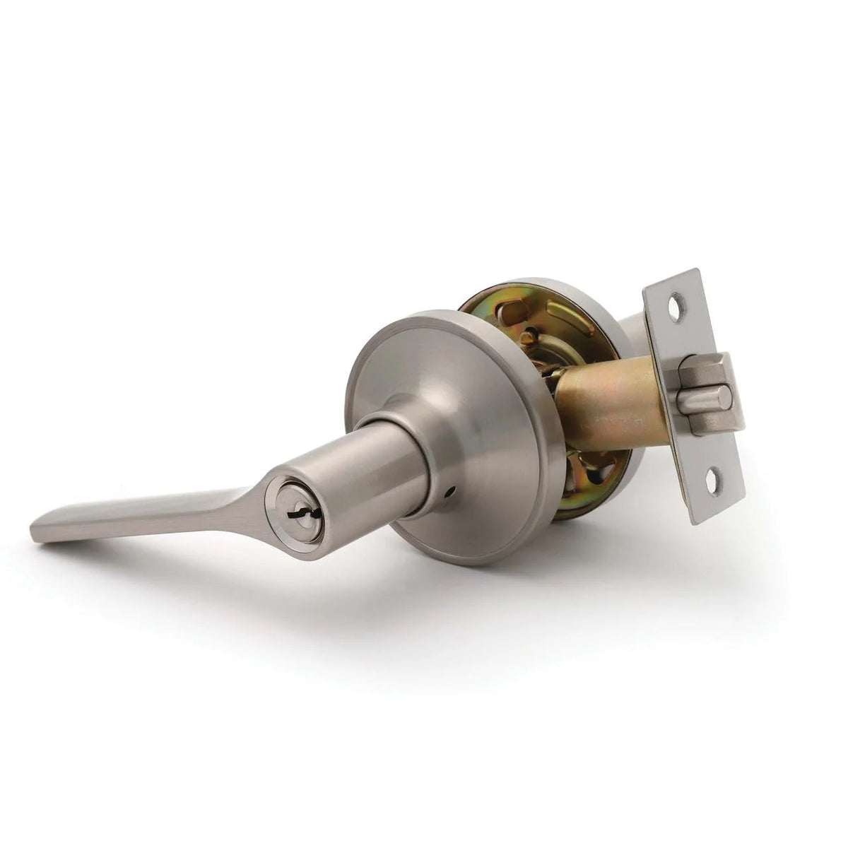 Entry Door Lever Satin Nickel with Round Rosette J613793