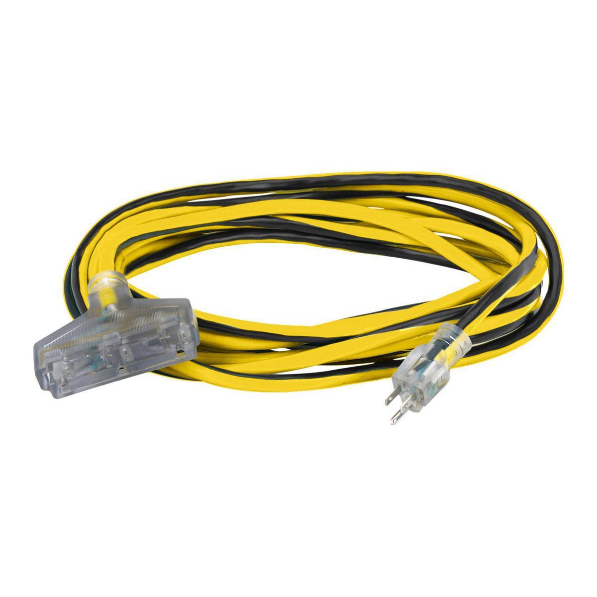 25 ft. 12/3 Gauge Multiple Outlet Extension Cord with Indicator Light, Yellow, Black V4443